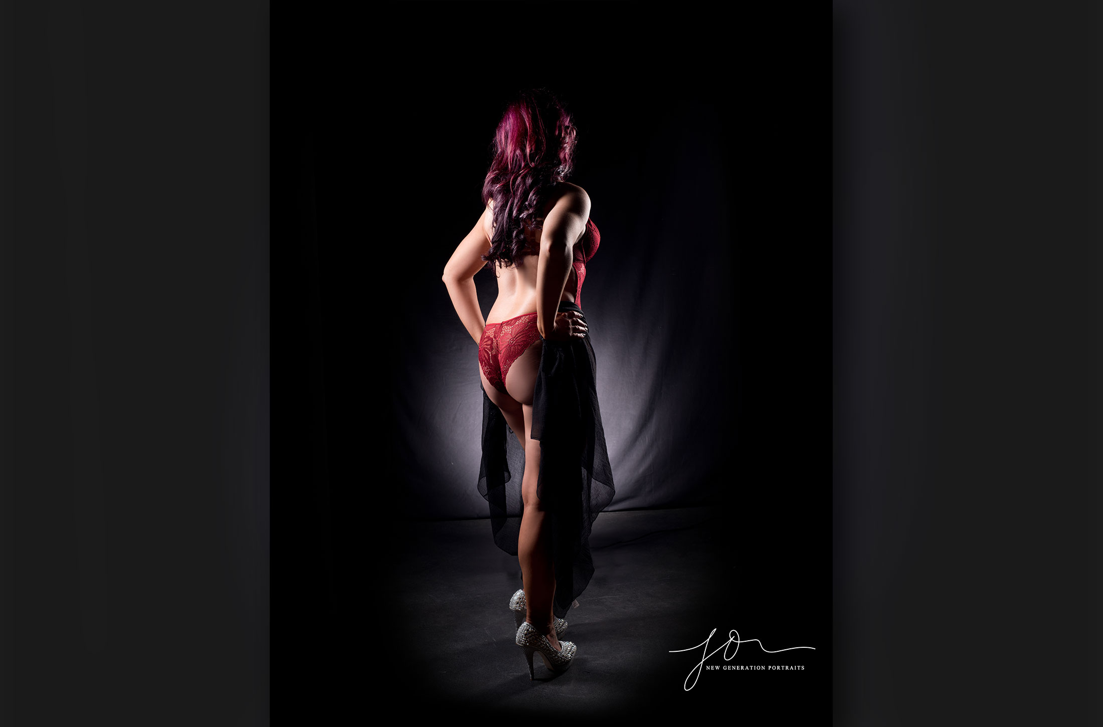 Boudoir portraits on our black background. Captured by New Generation Portraits