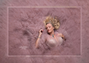 Beauty boudoir in pink gown taken by New Generation Portraits